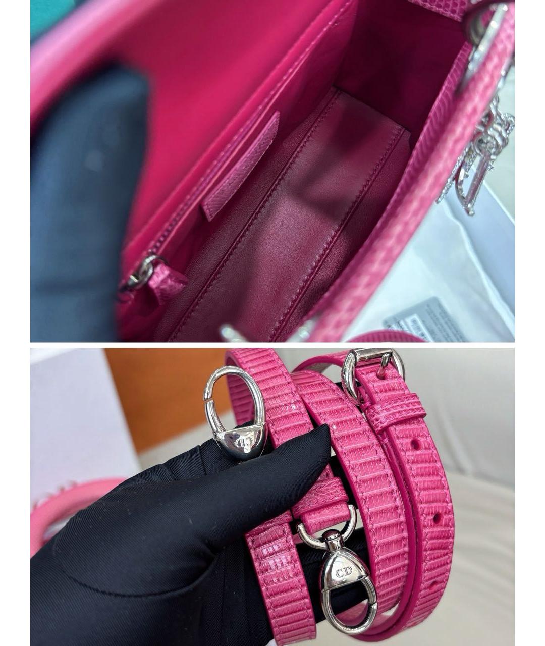 CHRISTIAN DIOR Розовая сумка с короткими ручками из экзотической кожи, фото 7