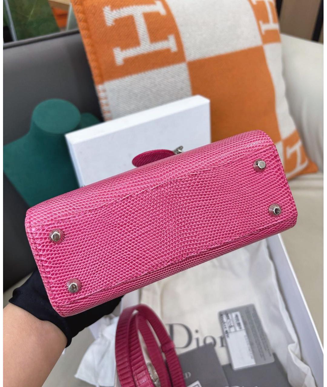 CHRISTIAN DIOR Розовая сумка с короткими ручками из экзотической кожи, фото 5