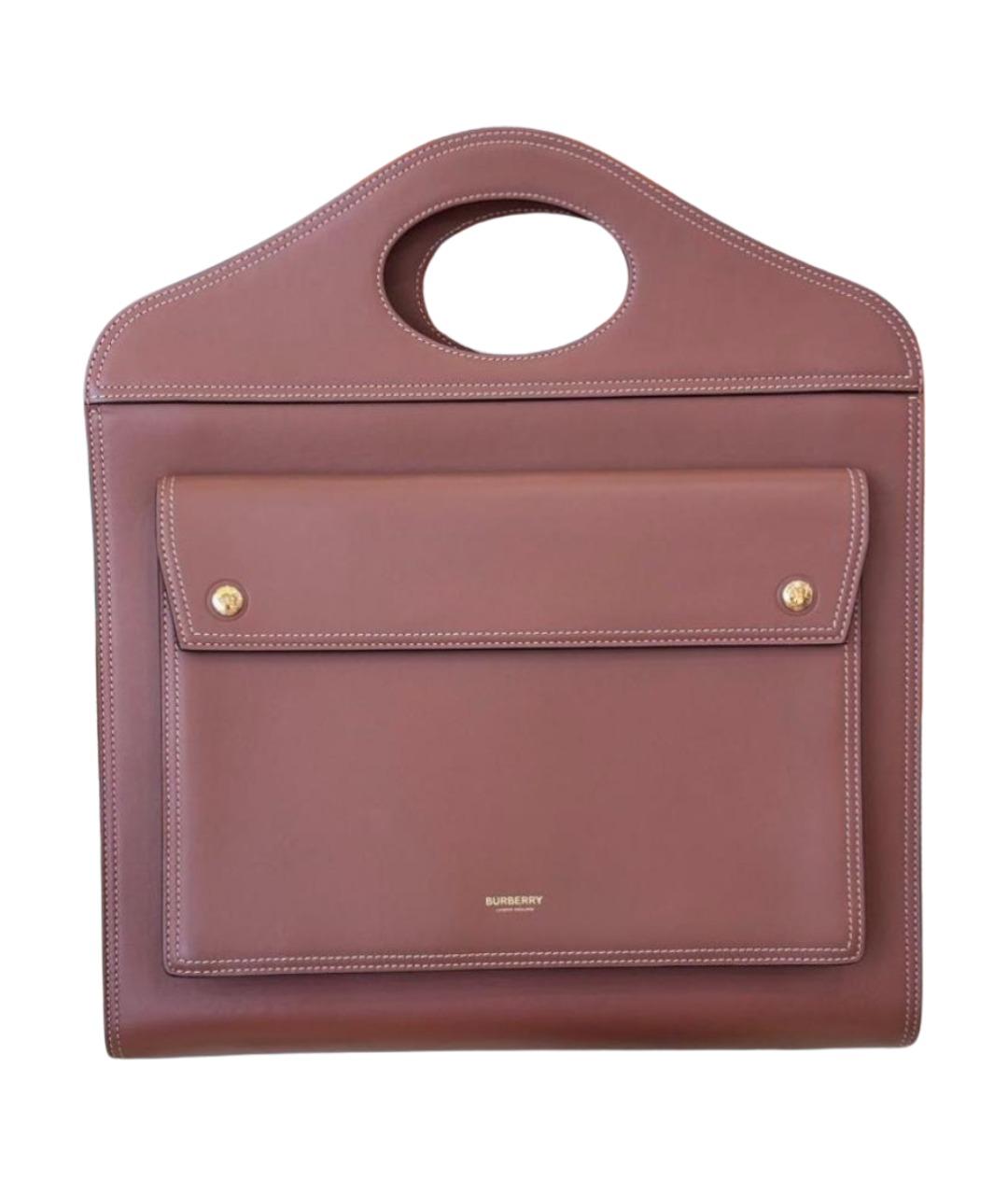 BURBERRY Коричневая кожаная сумка с короткими ручками, фото 1