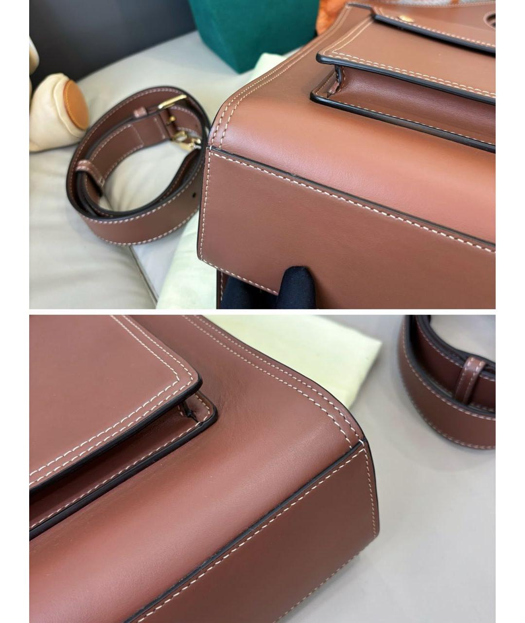 BURBERRY Коричневая кожаная сумка с короткими ручками, фото 6