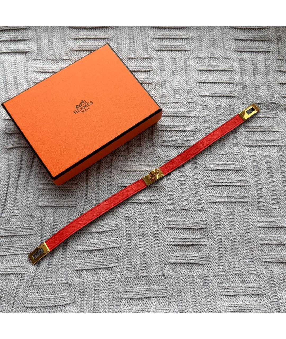 HERMES Красный кожаный браслет, фото 3