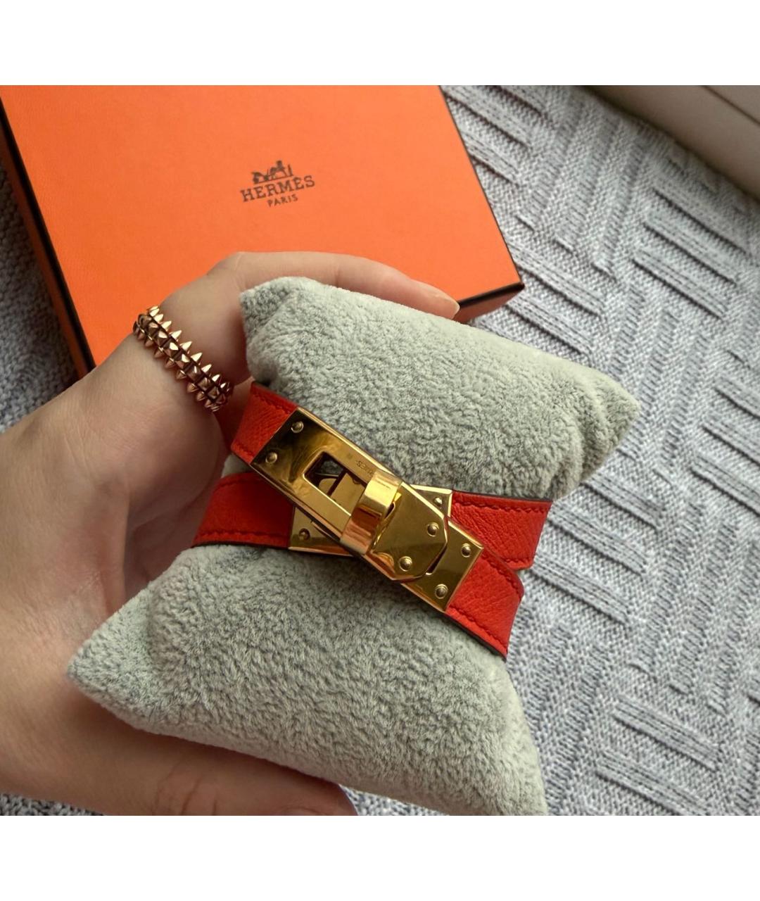 HERMES Красный кожаный браслет, фото 7