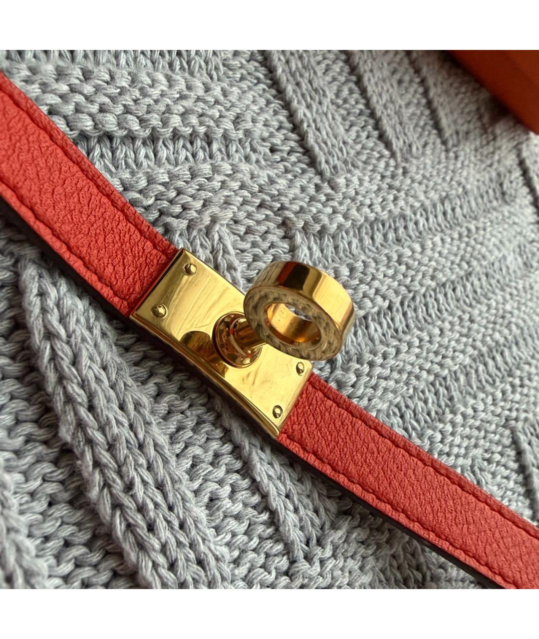 HERMES Красный кожаный браслет, фото 5