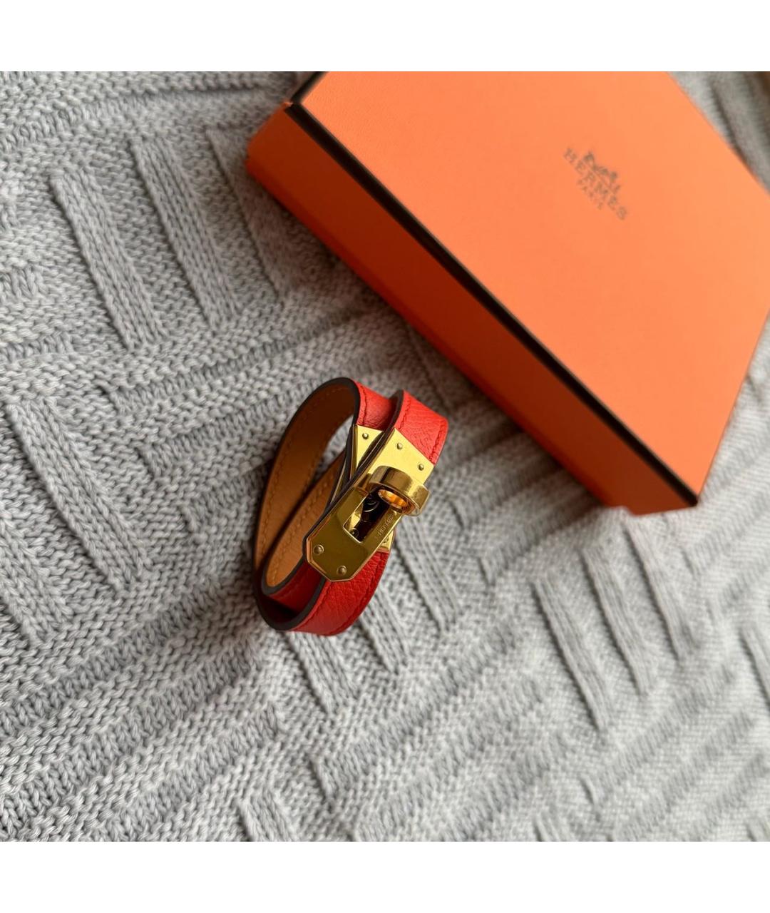 HERMES Красный кожаный браслет, фото 8