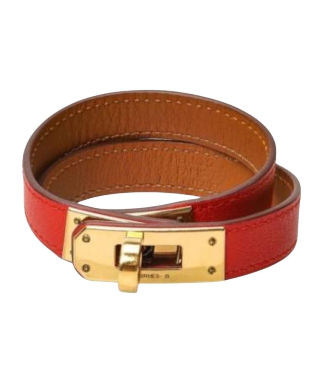 HERMES Красный кожаный браслет, фото 1