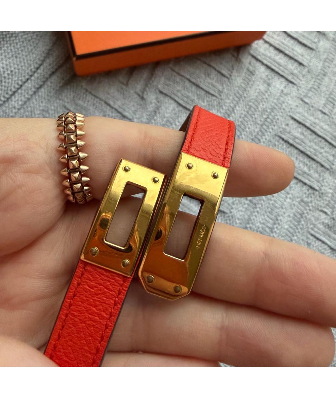 HERMES Красный кожаный браслет, фото 4