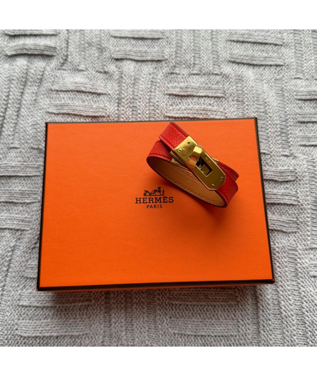 HERMES Красный кожаный браслет, фото 2