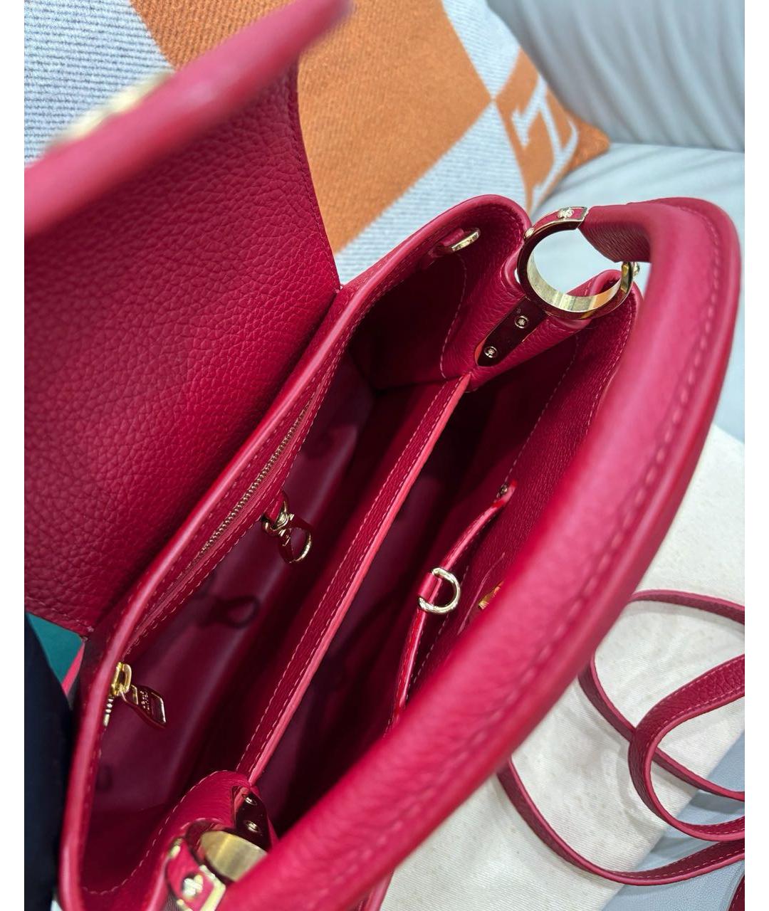 LOUIS VUITTON Красная кожаная сумка с короткими ручками, фото 7