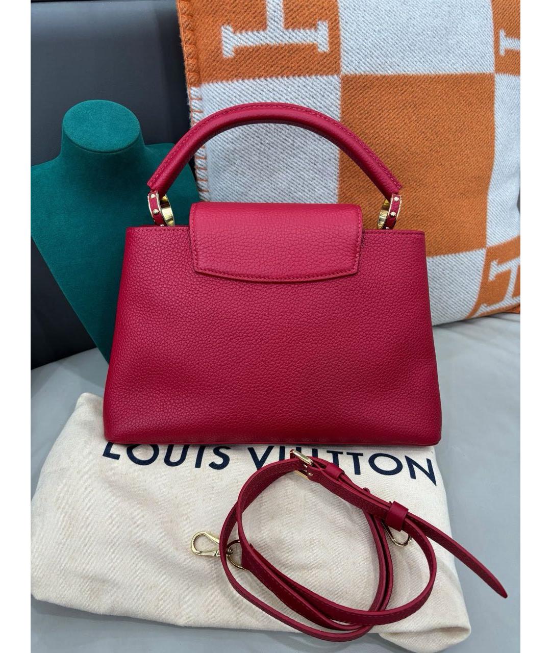 LOUIS VUITTON Красная кожаная сумка с короткими ручками, фото 3