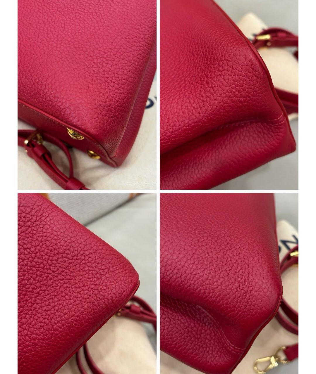 LOUIS VUITTON Красная кожаная сумка с короткими ручками, фото 5