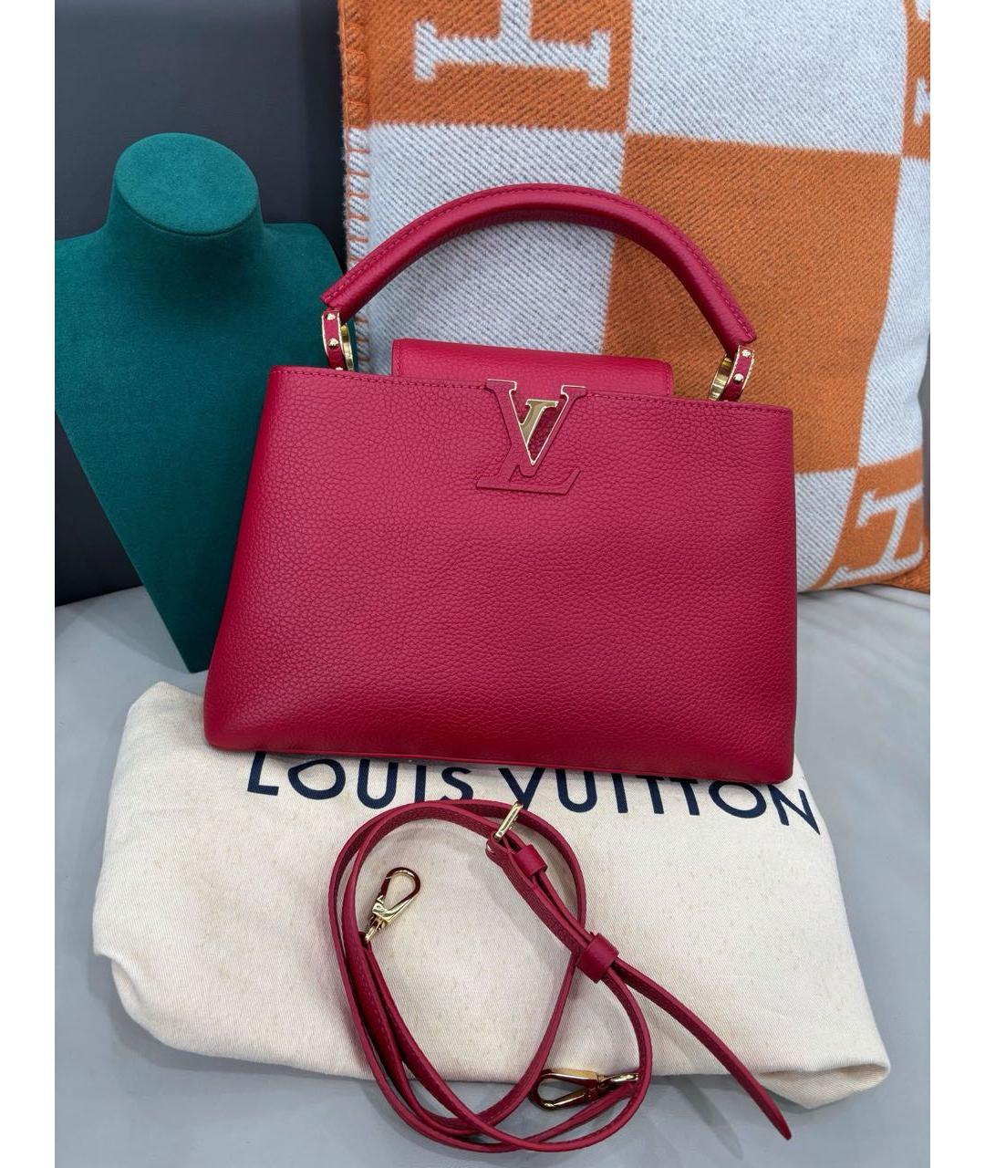 LOUIS VUITTON Красная кожаная сумка с короткими ручками, фото 9