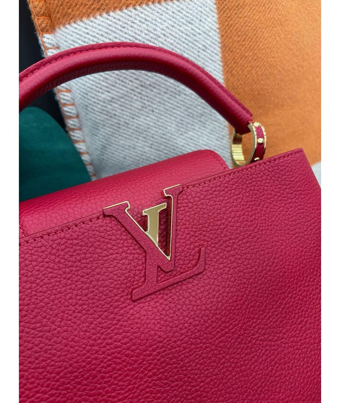 LOUIS VUITTON Красная кожаная сумка с короткими ручками, фото 6