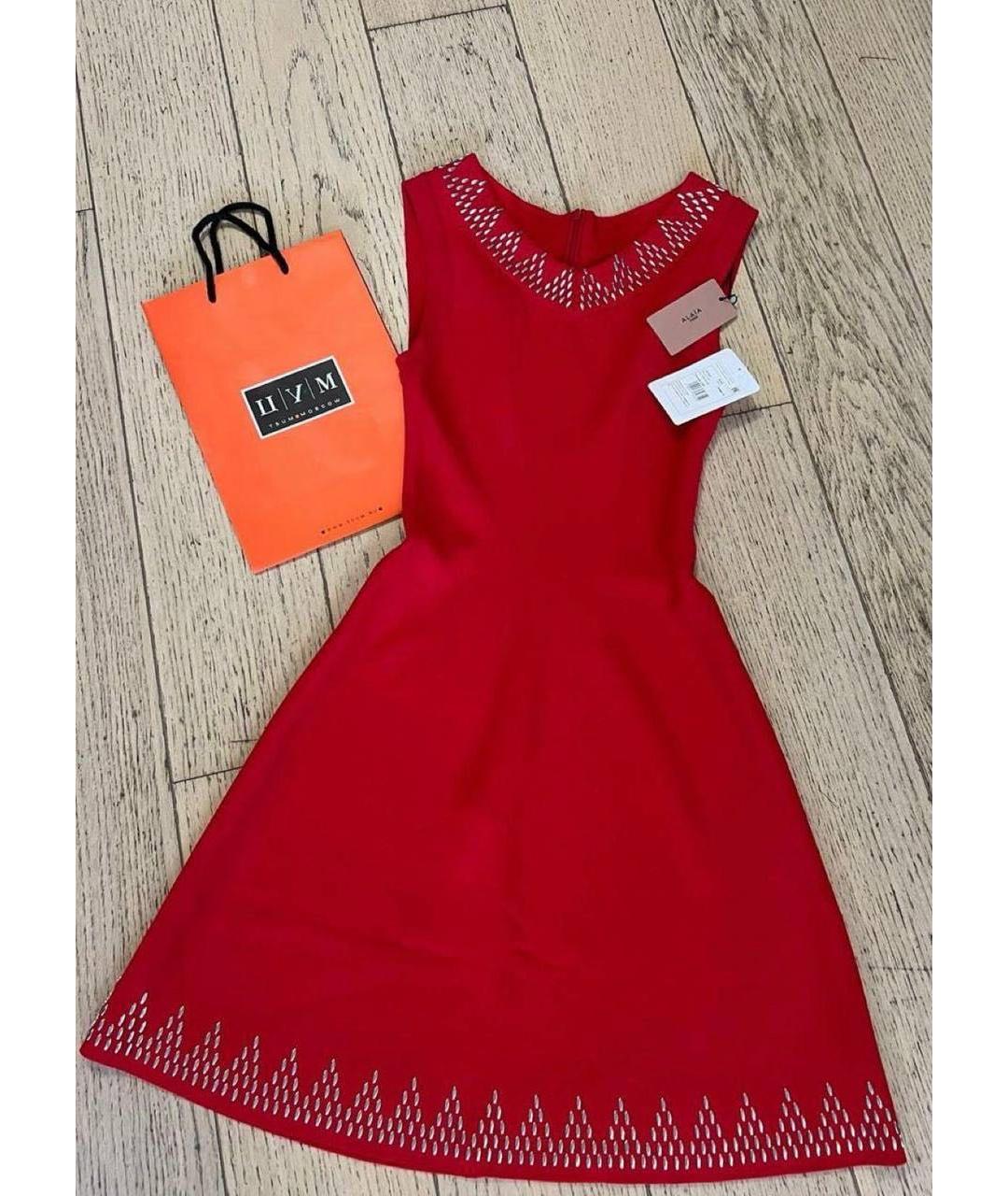 ALAIA Красное вискозное повседневное платье, фото 2