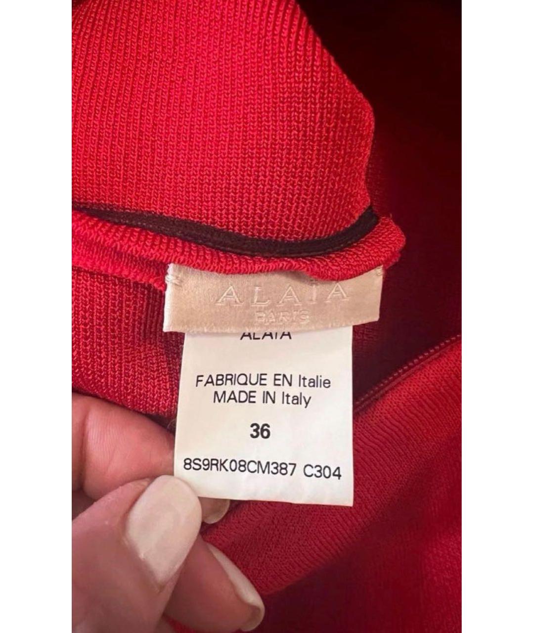ALAIA Красное вискозное повседневное платье, фото 3