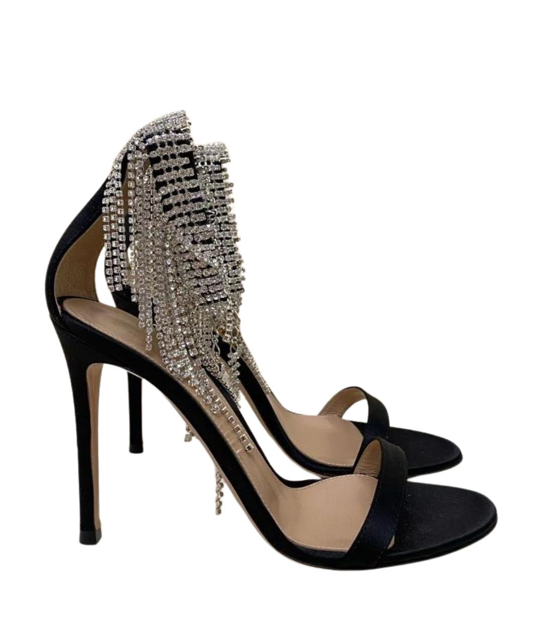 GIANVITO ROSSI Черные текстильные босоножки, фото 1