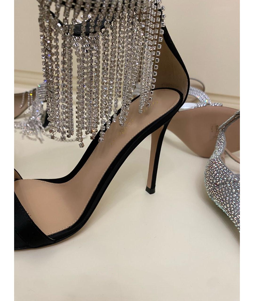 GIANVITO ROSSI Черные текстильные босоножки, фото 7