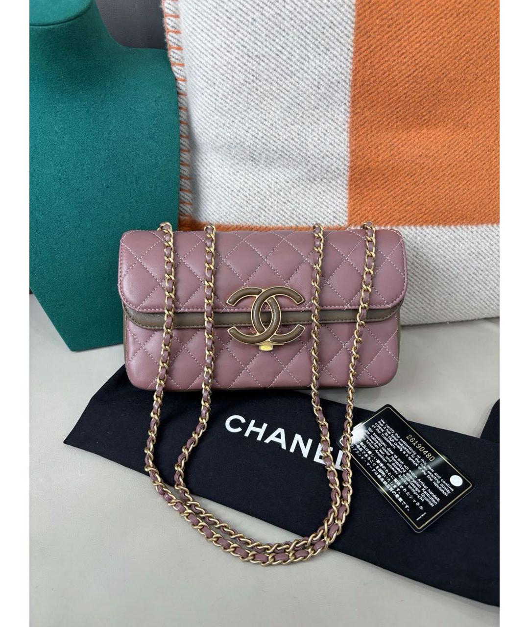 CHANEL Розовая кожаная сумка через плечо, фото 8