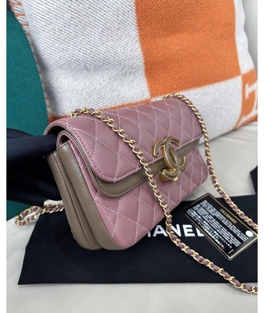 CHANEL Розовая кожаная сумка через плечо, фото 3