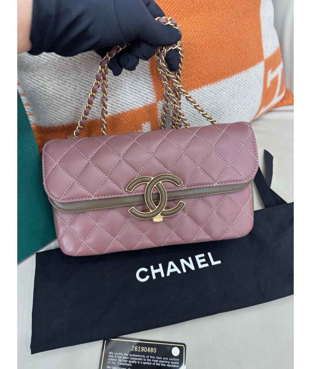 CHANEL Розовая кожаная сумка через плечо, фото 2