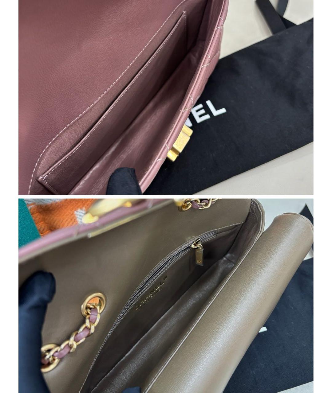 CHANEL Розовая кожаная сумка через плечо, фото 7