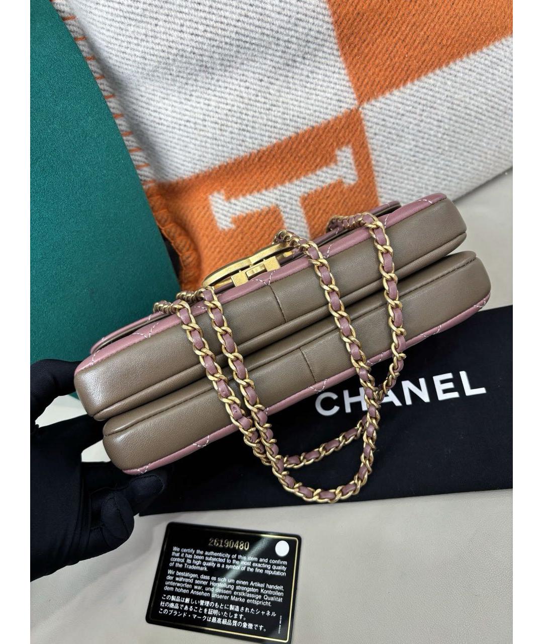 CHANEL Розовая кожаная сумка через плечо, фото 5