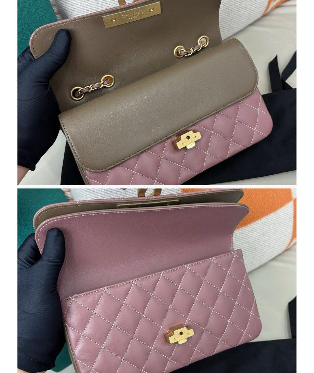 CHANEL Розовая кожаная сумка через плечо, фото 6