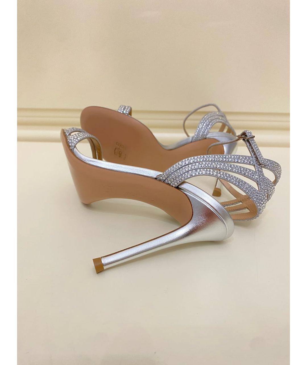 GIANVITO ROSSI Серебряные кожаные босоножки, фото 4