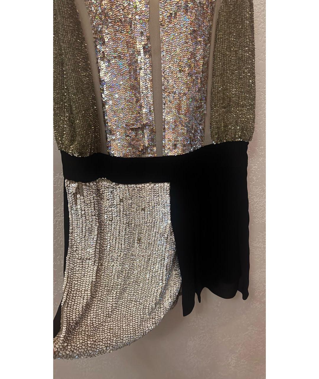 PINKO Золотое полиэстеровое коктейльное платье, фото 4
