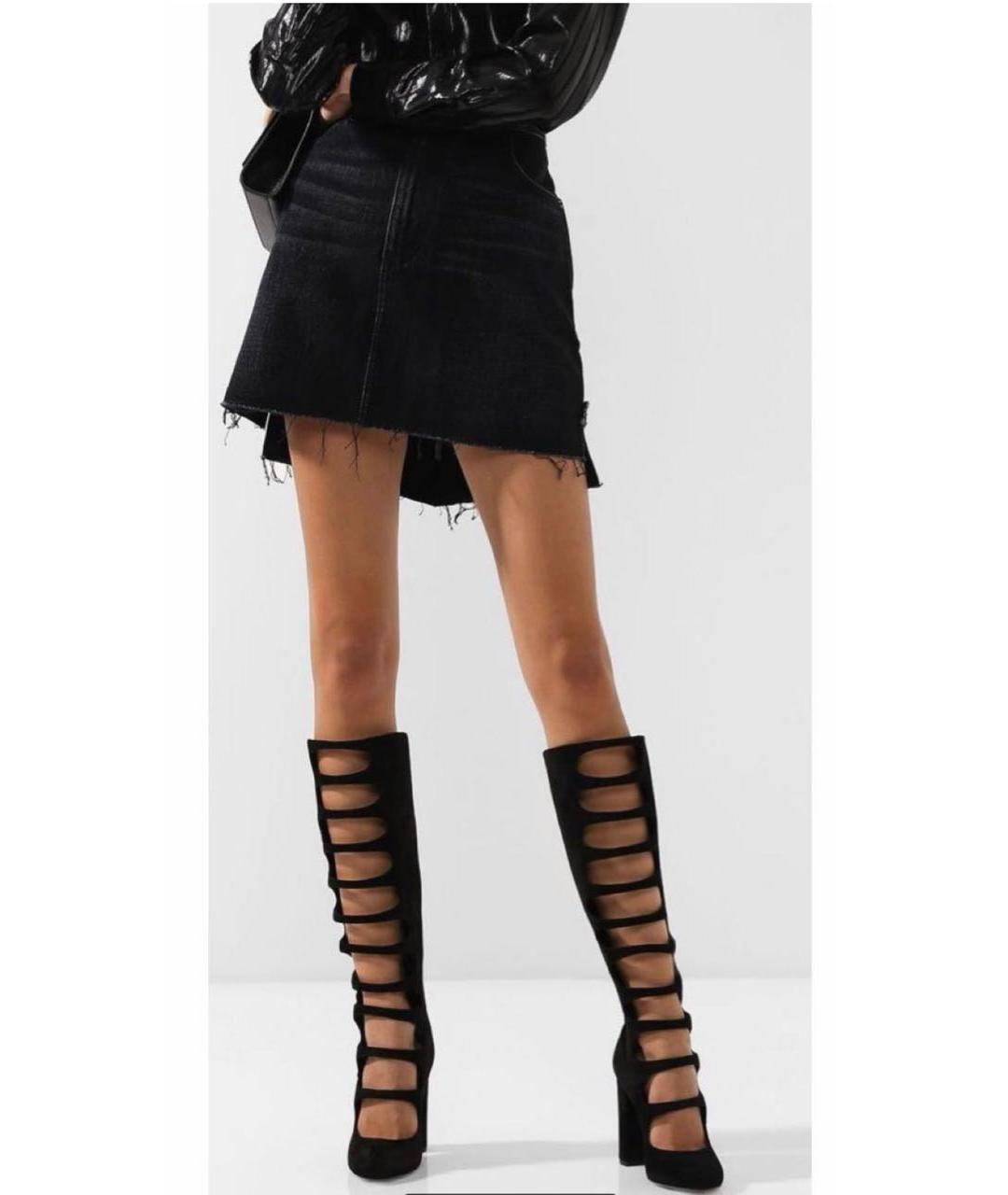 SAINT LAURENT Черные замшевые сапоги, фото 3