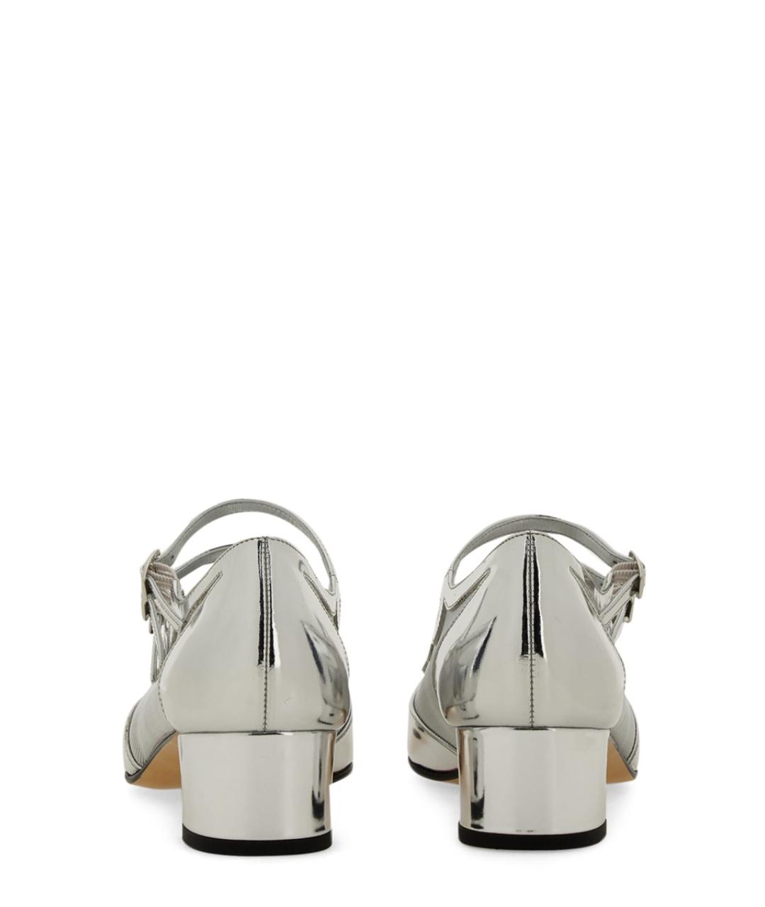 CAREL Серебряные кожаные лодочки на низком каблуке, фото 4