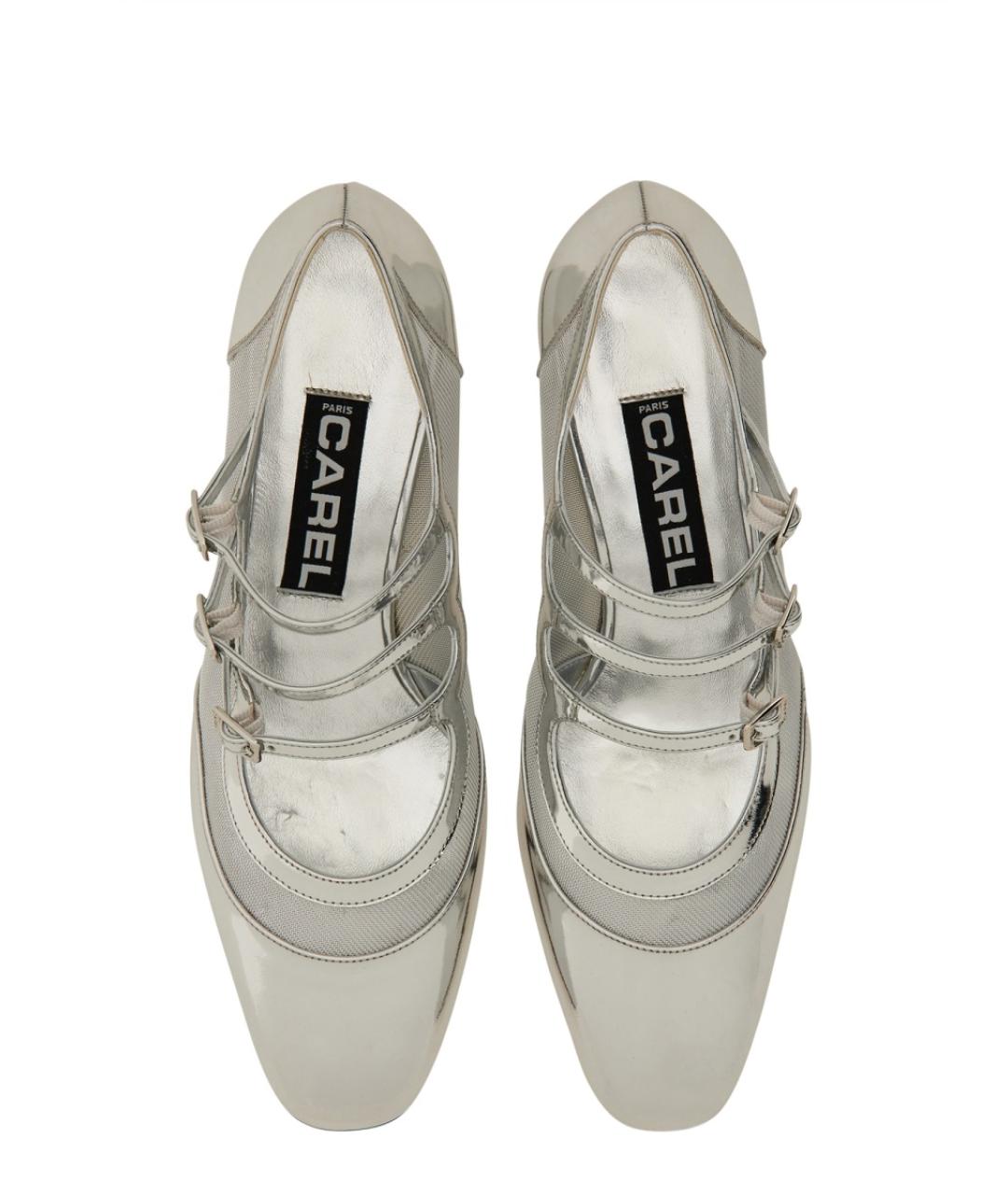 CAREL Серебряные кожаные лодочки на низком каблуке, фото 5