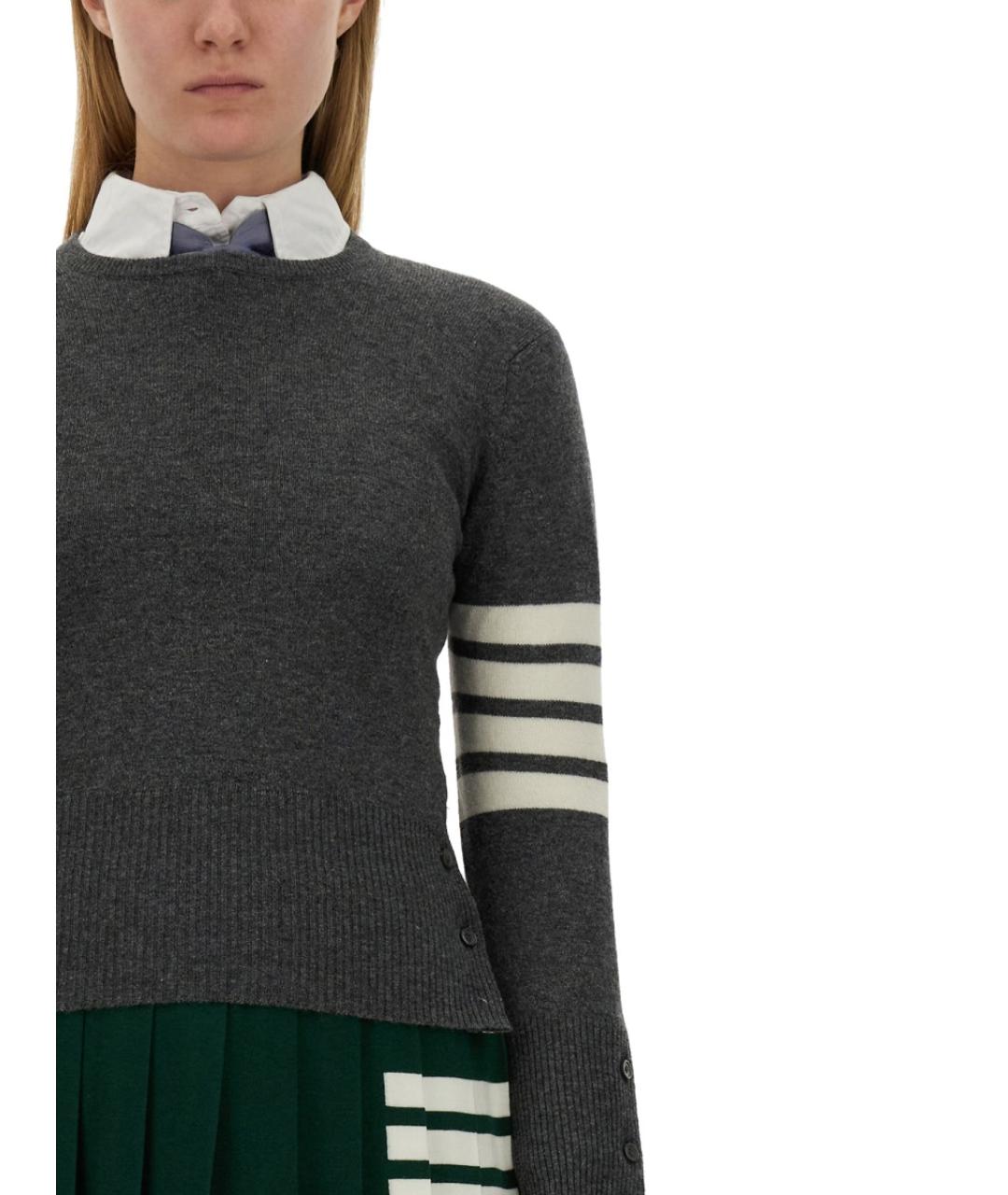 THOM BROWNE Серый кашемировый джемпер / свитер, фото 5