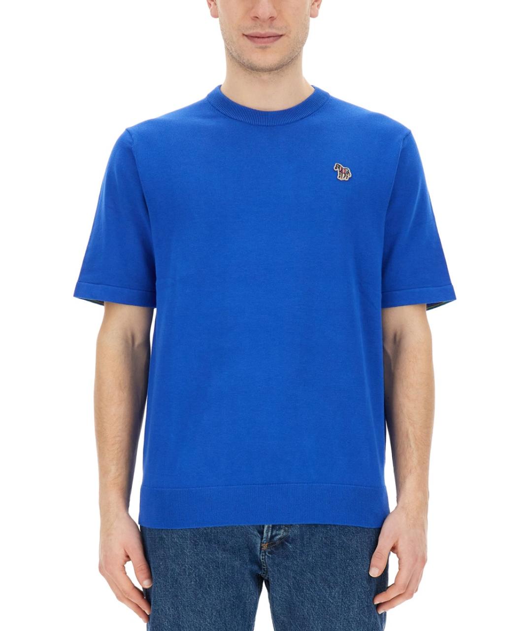PS BY PAUL SMITH Синяя хлопковая футболка, фото 5