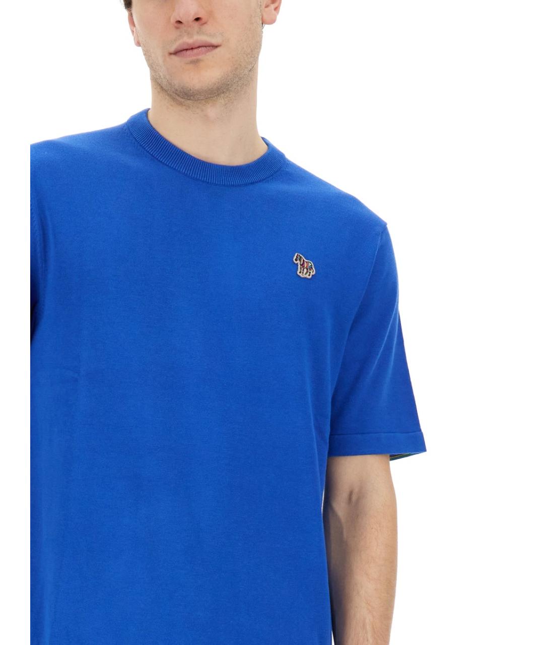 PS BY PAUL SMITH Синяя хлопковая футболка, фото 4