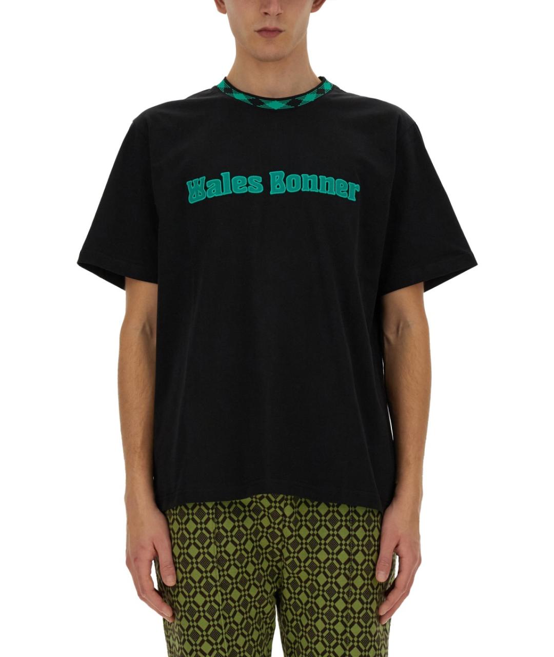 WALES BONNER Черная хлопковая футболка, фото 5