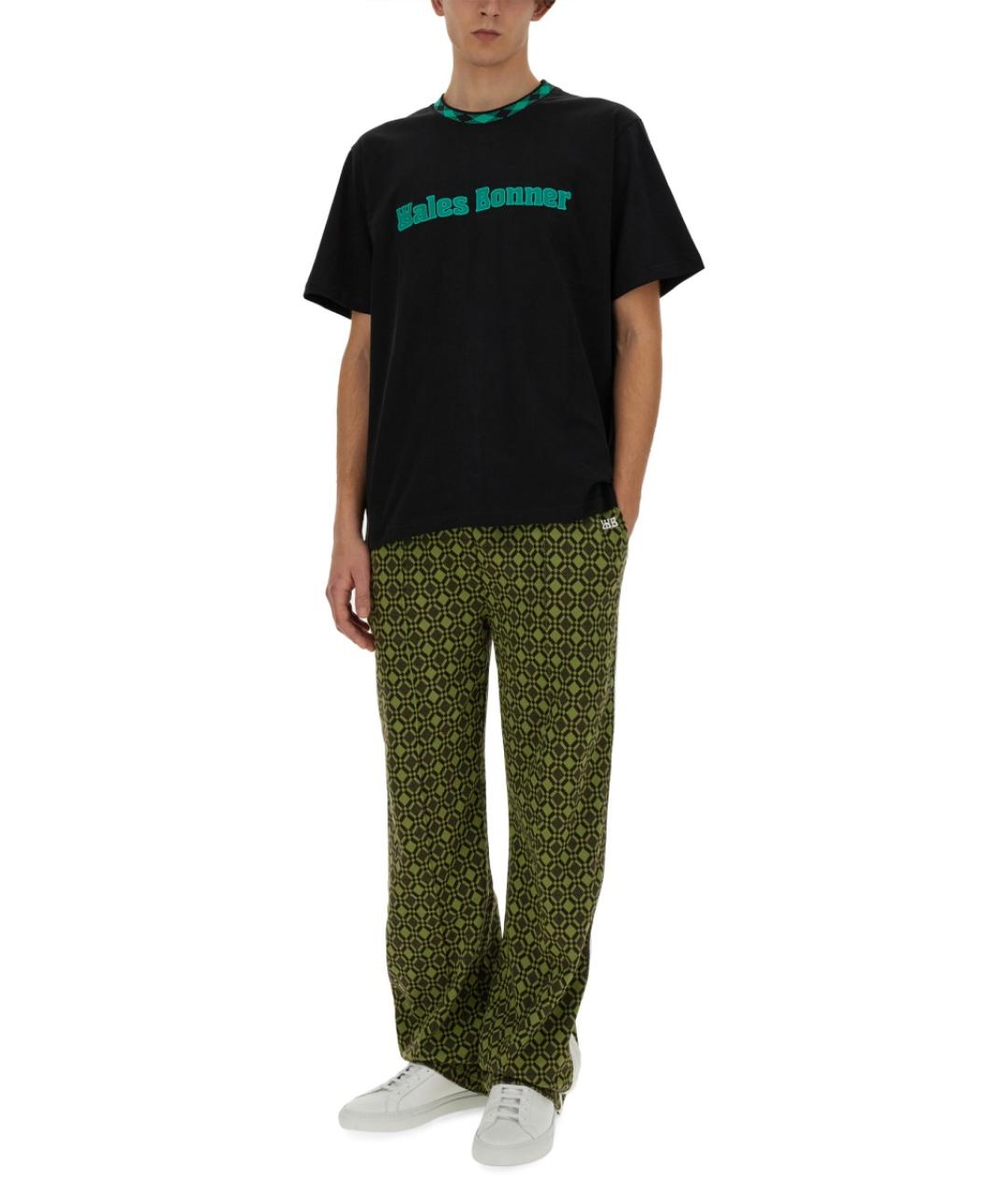 WALES BONNER Черная хлопковая футболка, фото 2