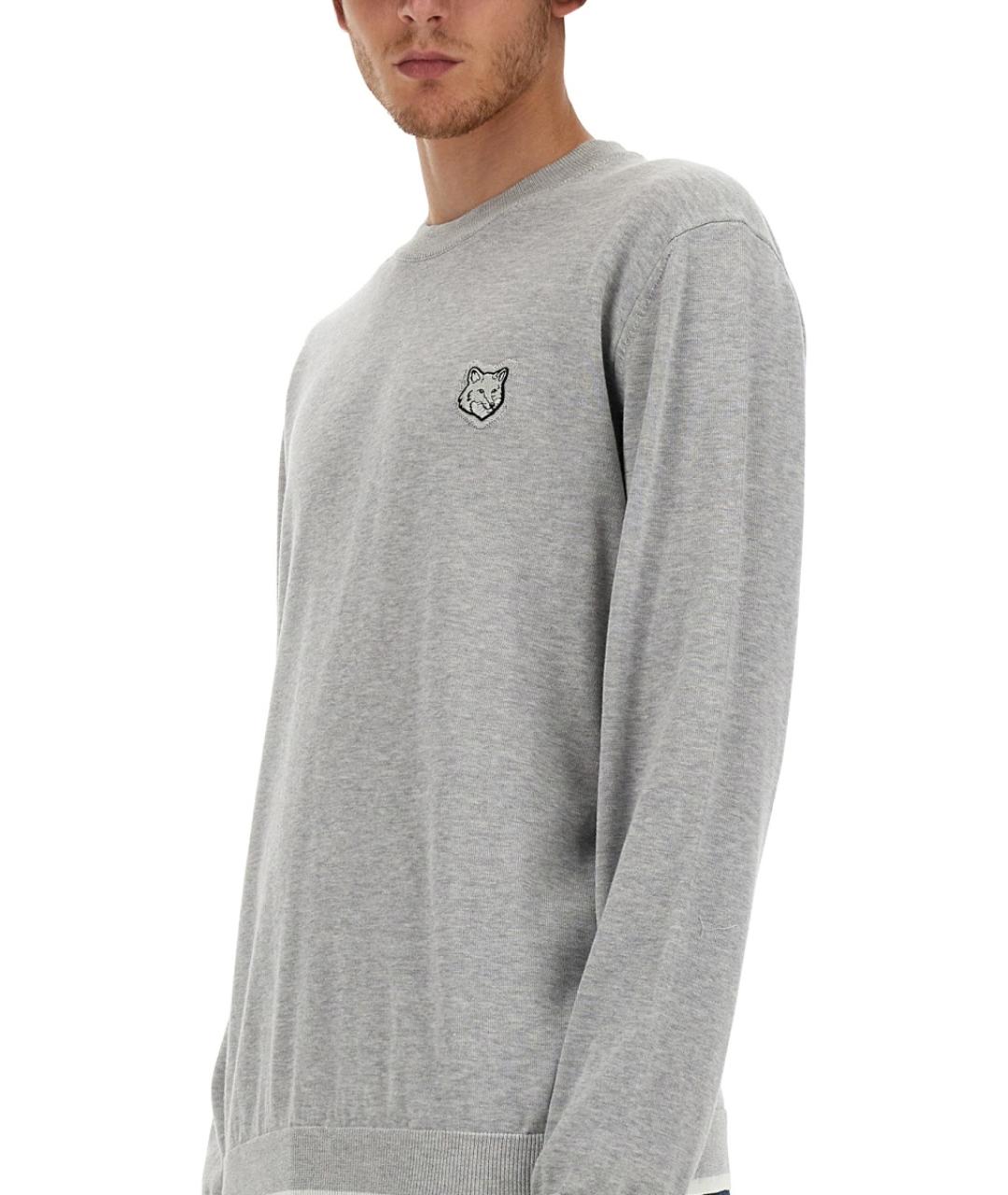 MAISON KITSUNE Серый хлопковый джемпер / свитер, фото 4