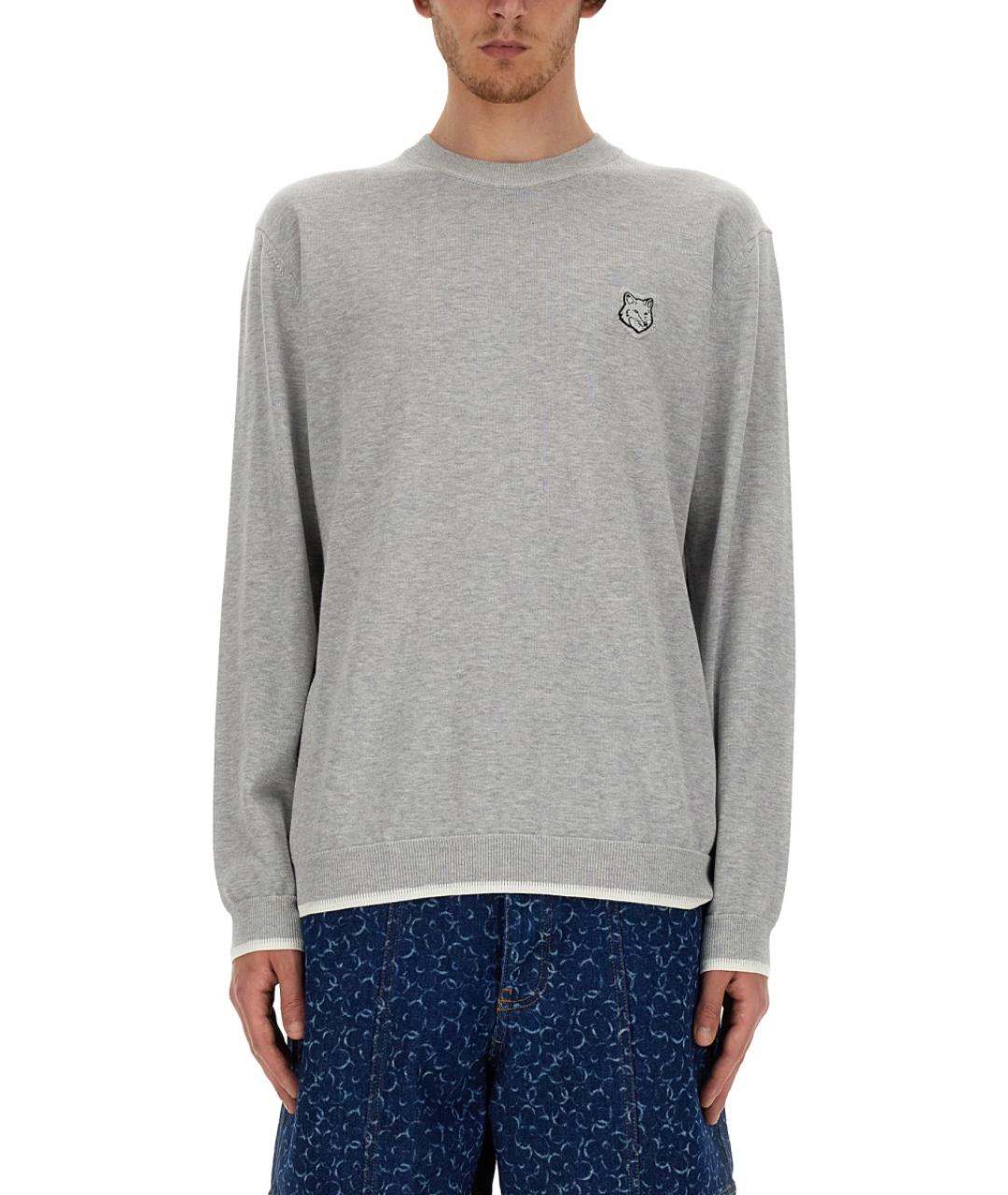 MAISON KITSUNE Серый хлопковый джемпер / свитер, фото 5