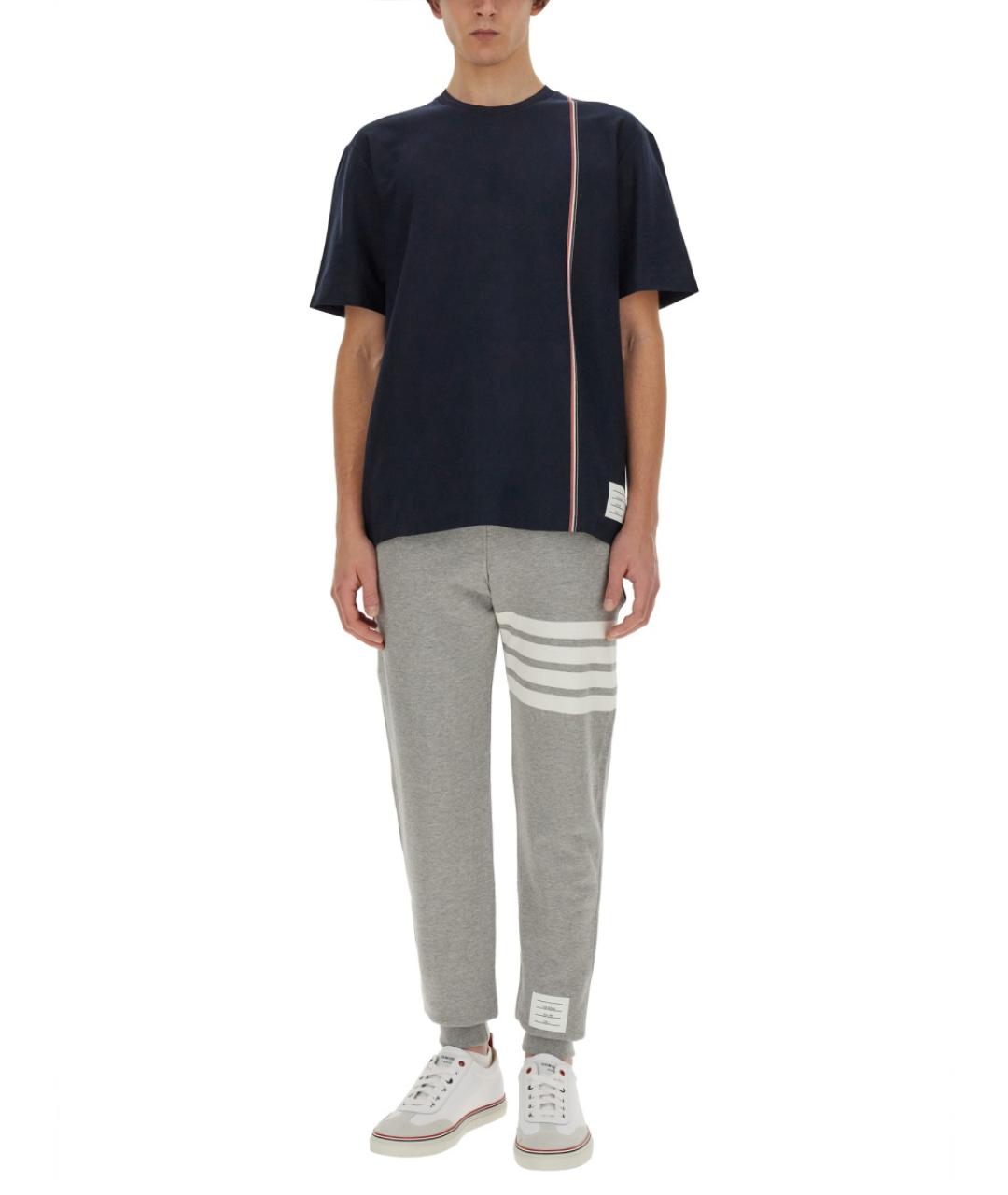 THOM BROWNE Синяя хлопковая футболка, фото 2