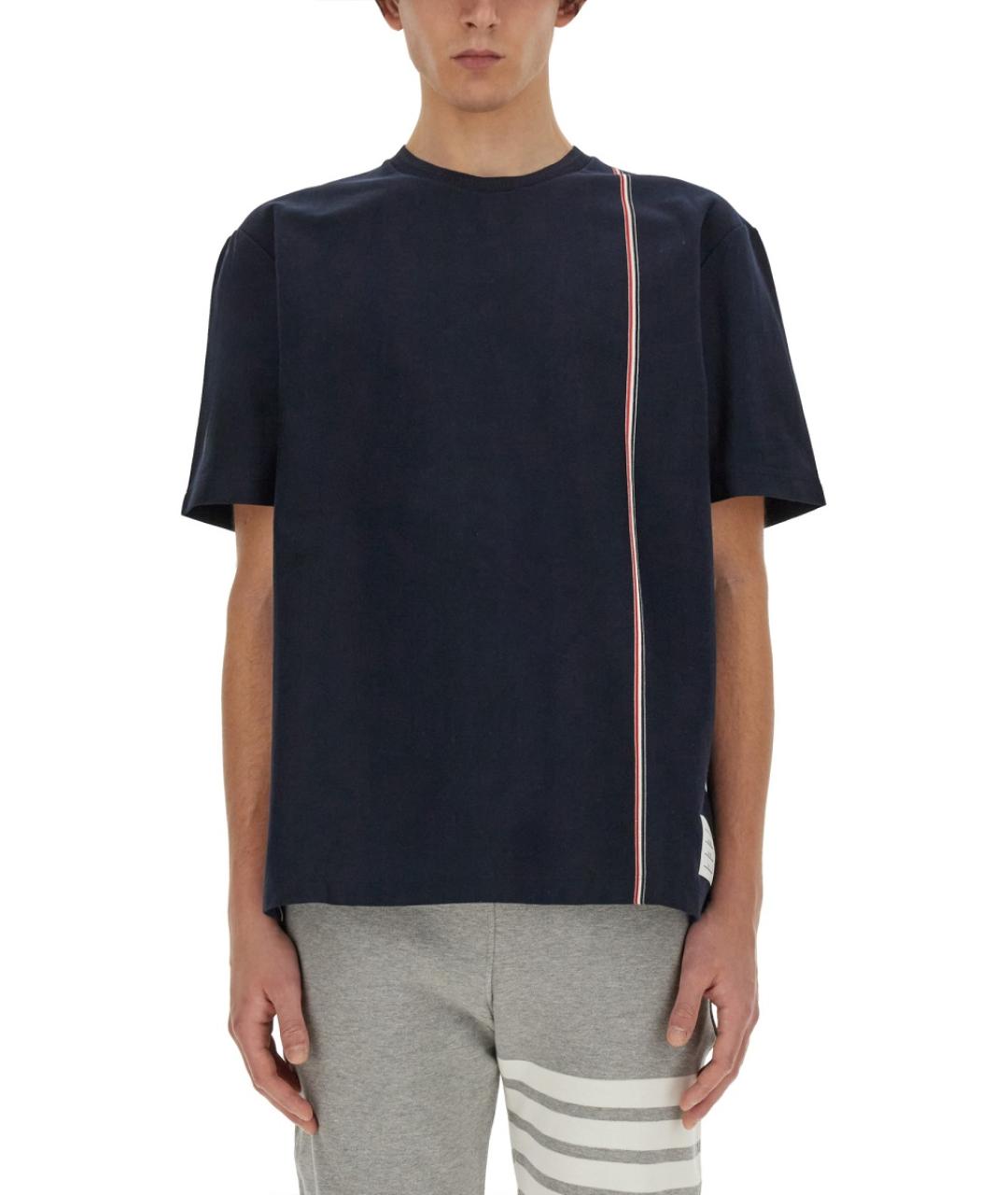THOM BROWNE Синяя хлопковая футболка, фото 5