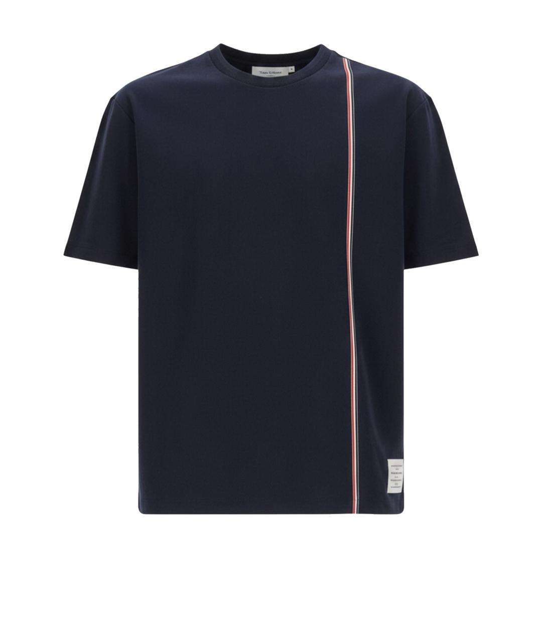 THOM BROWNE Синяя хлопковая футболка, фото 1
