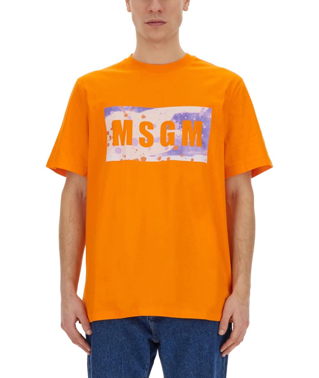 MSGM Оранжевая хлопковая футболка, фото 5