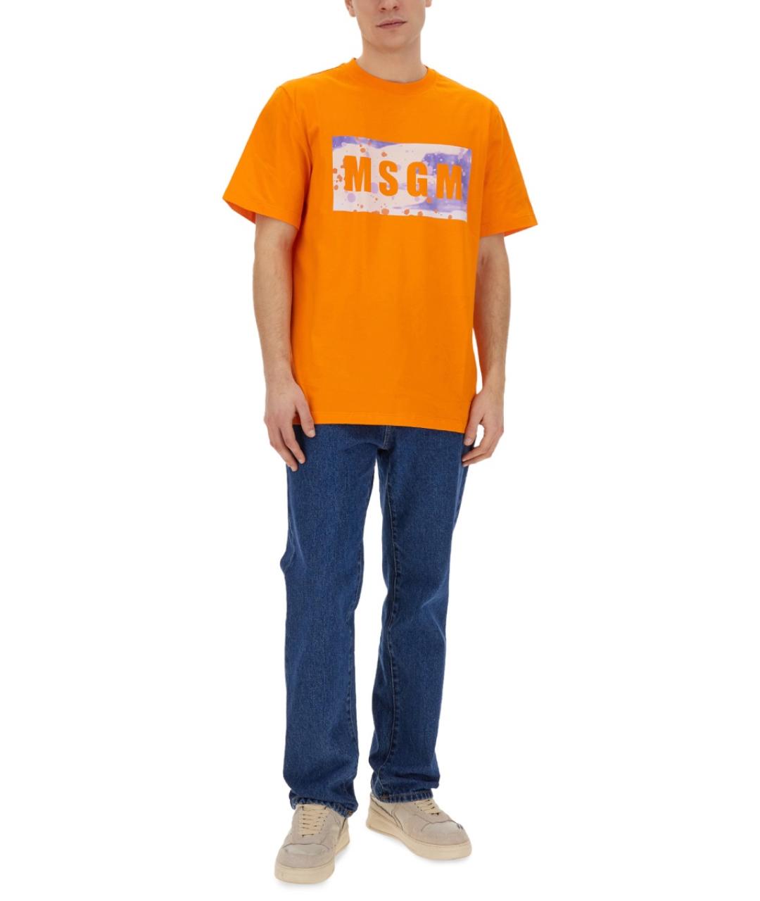 MSGM Оранжевая хлопковая футболка, фото 2