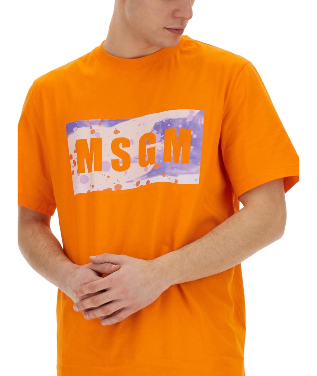 MSGM Оранжевая хлопковая футболка, фото 4