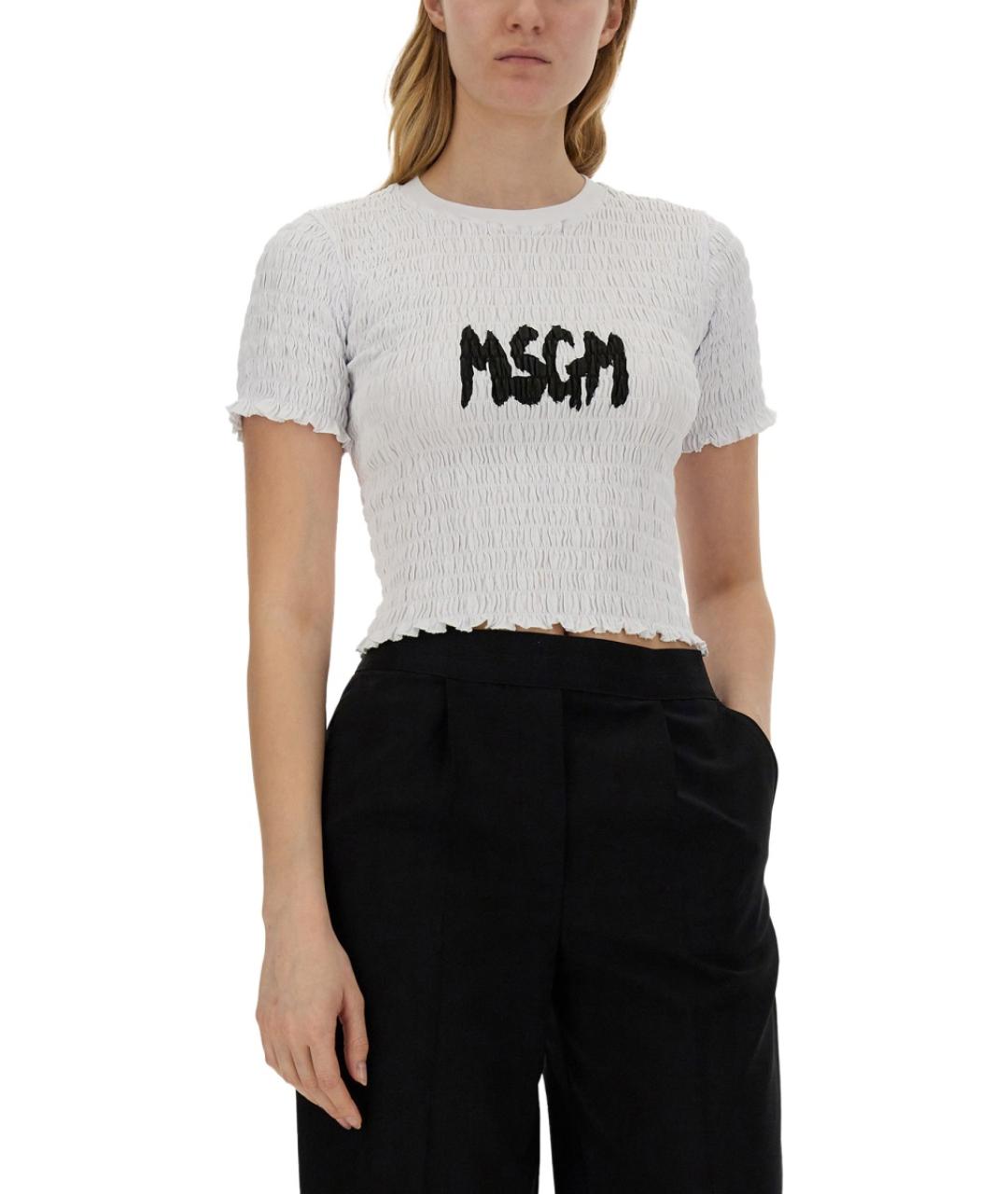 MSGM Белая хлопковая футболка, фото 4