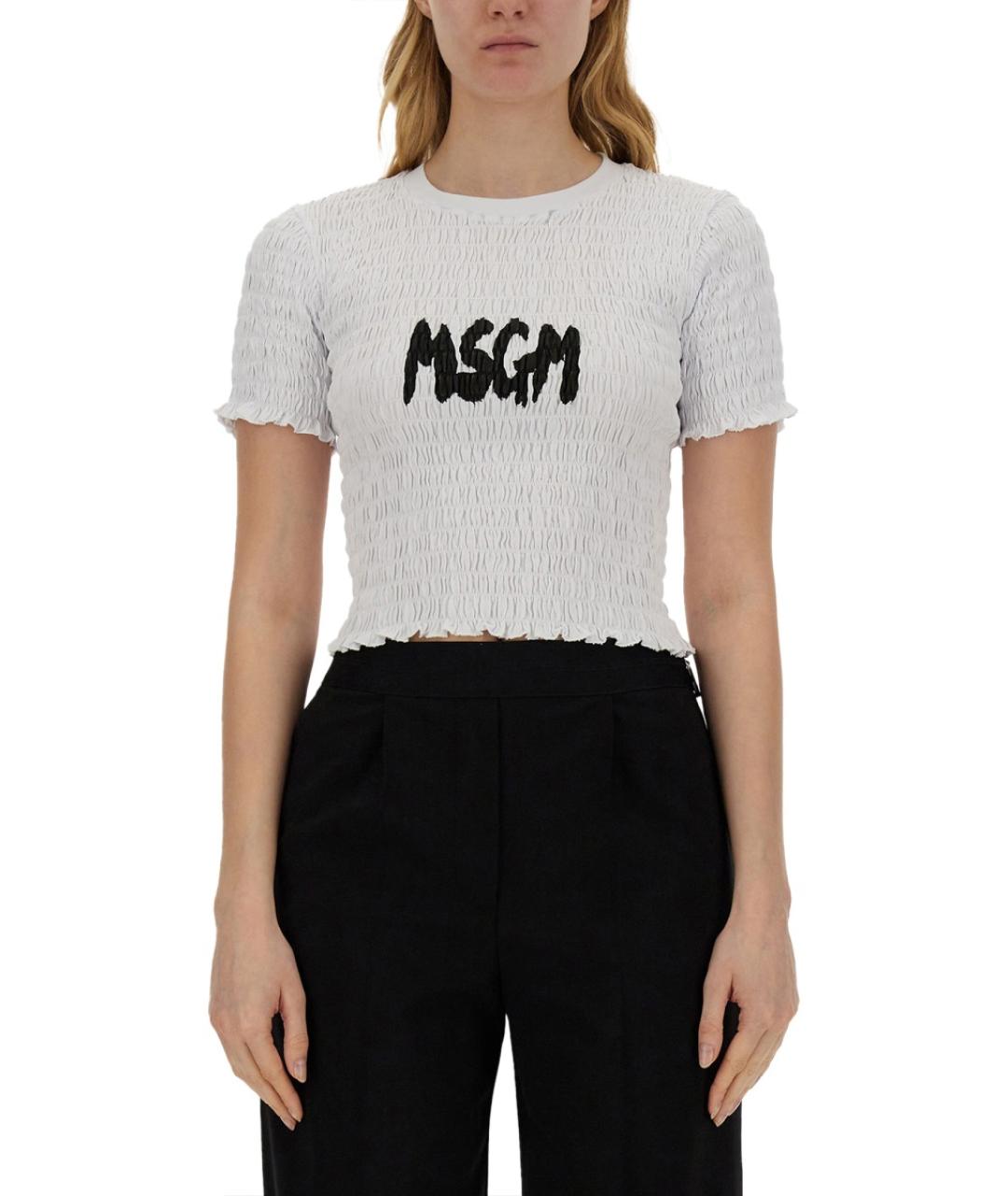 MSGM Белая хлопковая футболка, фото 5