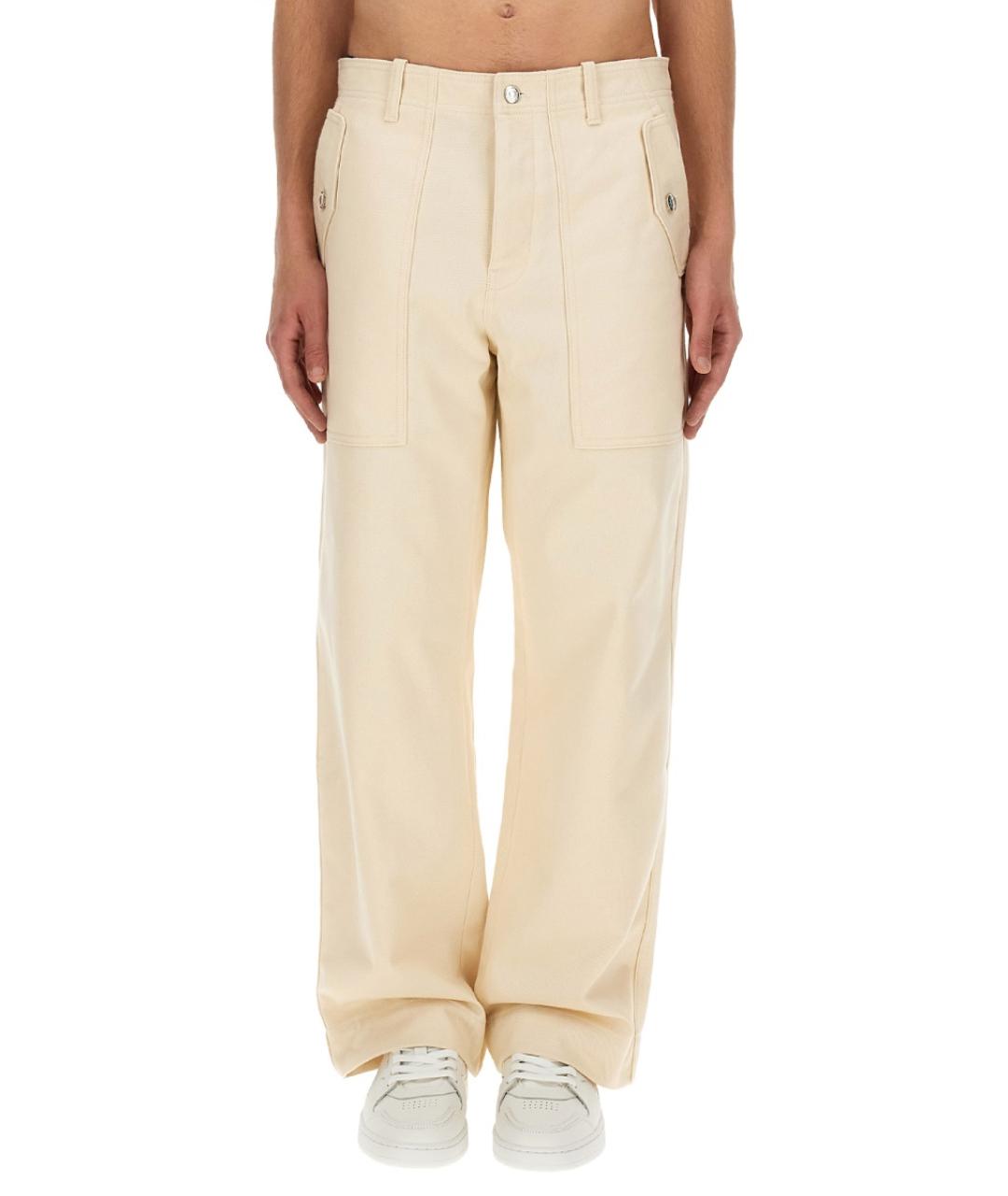 MAISON KITSUNE Белые хлопковые повседневные брюки, фото 5