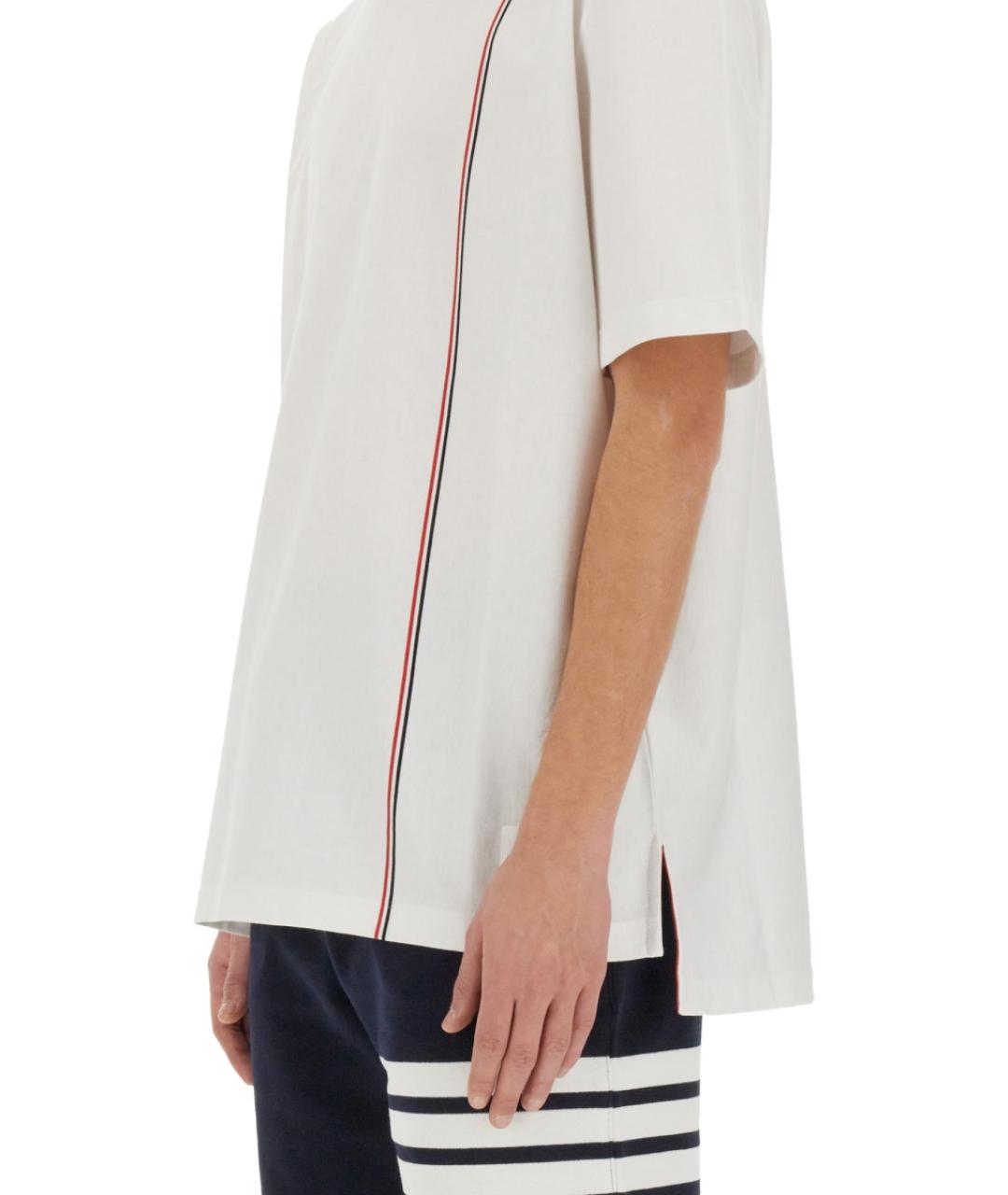 THOM BROWNE Белая хлопковая футболка, фото 5