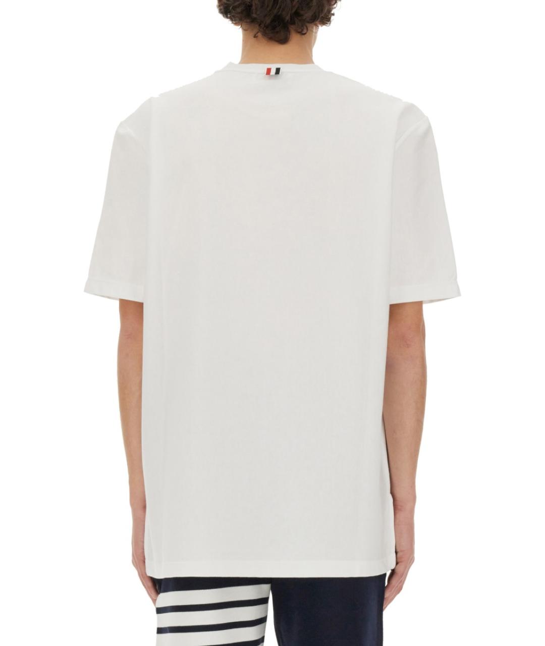 THOM BROWNE Белая хлопковая футболка, фото 4