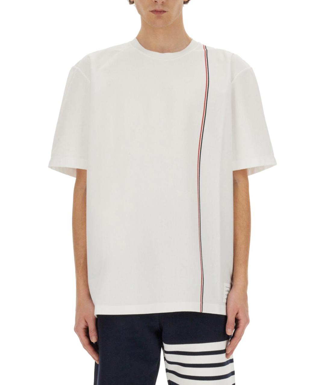 THOM BROWNE Белая хлопковая футболка, фото 6